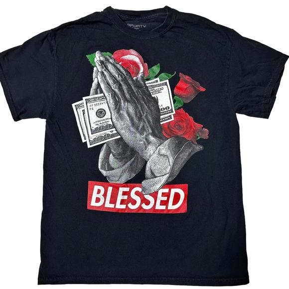 3Forty Inc Blessed Money Graphic T-Shirt Black Men’s M - Picture 1 of 8